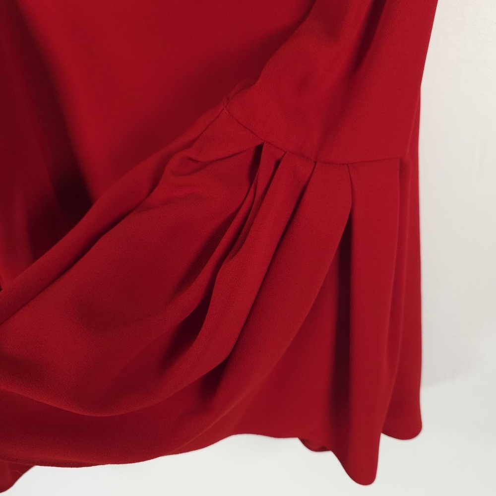 ZARA WOMAN Pleated Flare‎ Ruffle Bell Sleeves Red Blouse Top Size SMALL - Picture 12 of 14